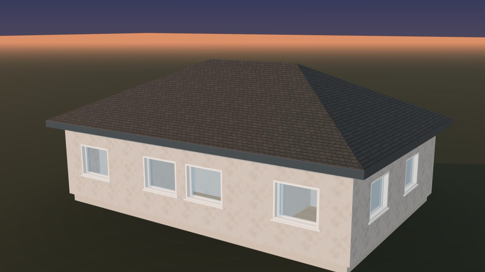 The same house at dusk, as it appears to someone opening a share link