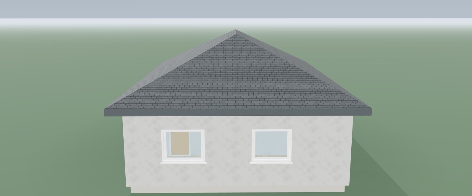 The side elevation under an overcast sky